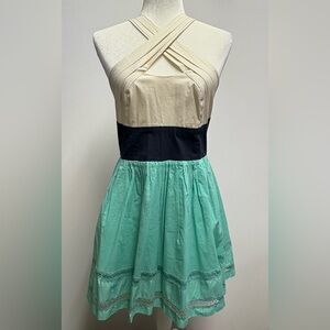 NWT Aryeh Colorblock Shirred Dress, Medium